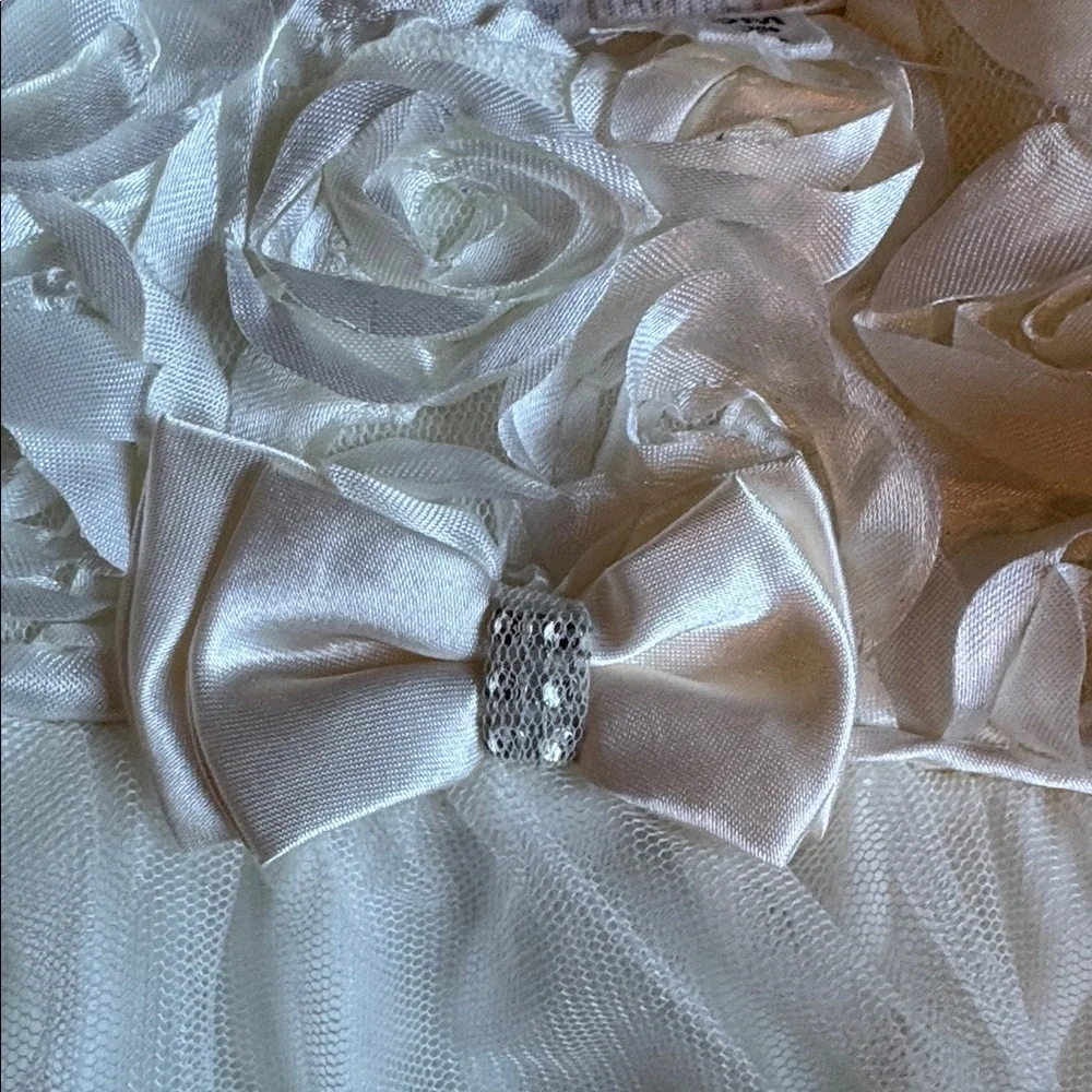 Nannette Baby Satin Cream Floral Bubble Dress and Bloomer Set size 3M NWT